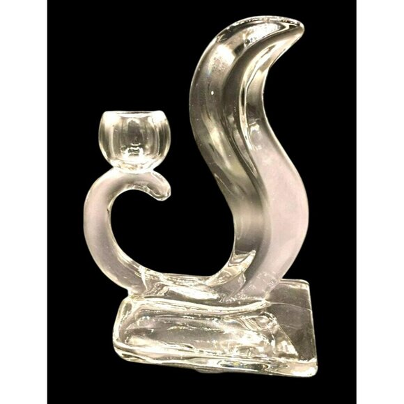 VTG Deco Candlestick Clear Glass USA New Martinsville-Viking #415 Flame Squirrel - Picture 1 of 6